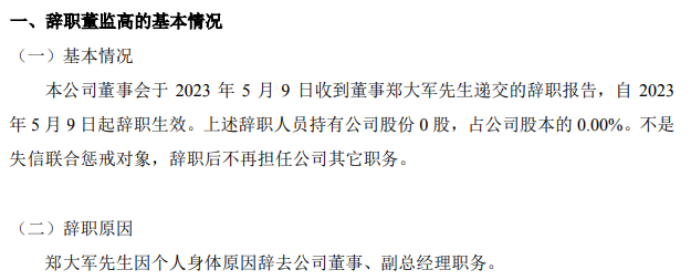 昆工科技副总经理郑大军辞职2022年公司净利4207.75万